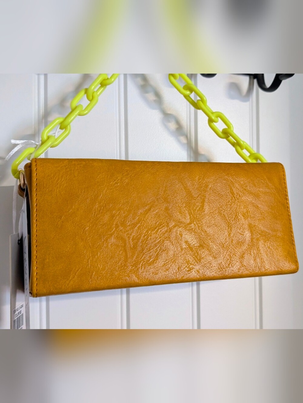 Mustard Yellow Small Front Flap Neon Yellow Chain Handle Shoulder Bag Purse - Picture 2 of 6